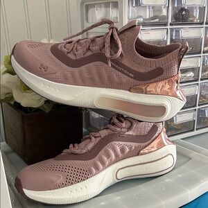 Under Armour Women's Pink Knit Athletic Sneakers with White Sole